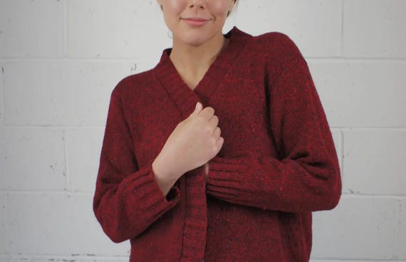 Hand knit  Cabernet  cardigan sweater