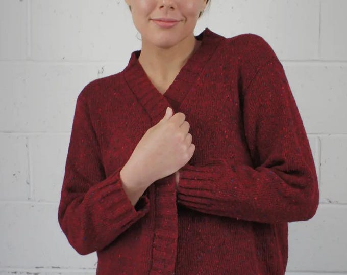 Hand knit  Cabernet  cardigan sweater