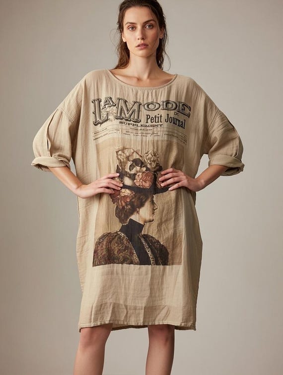 Tee shirt dress in one size cotton gauze