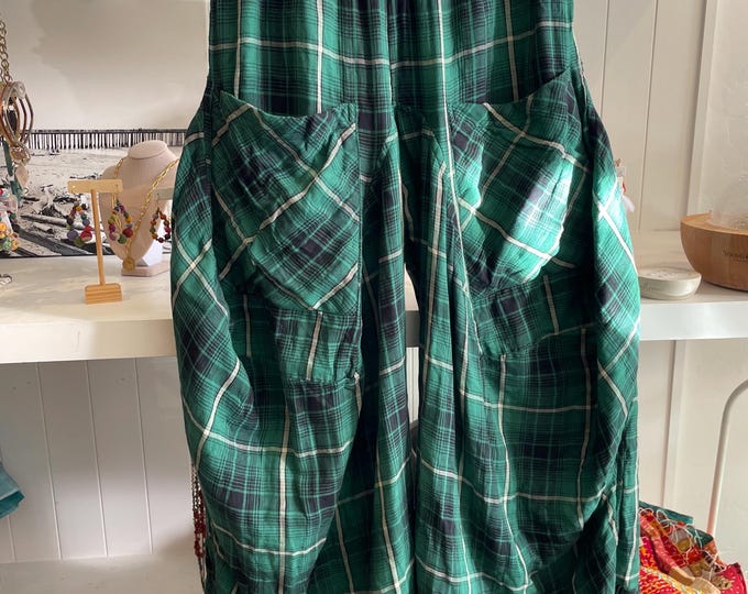 Reversible plaid cotton flannel funky pant