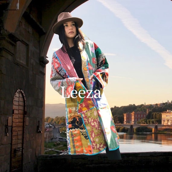 Polka dots and Moonbeams reversible cotton kantha coat