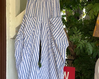 Blue  stripe  soft  cotton lagenlook pant