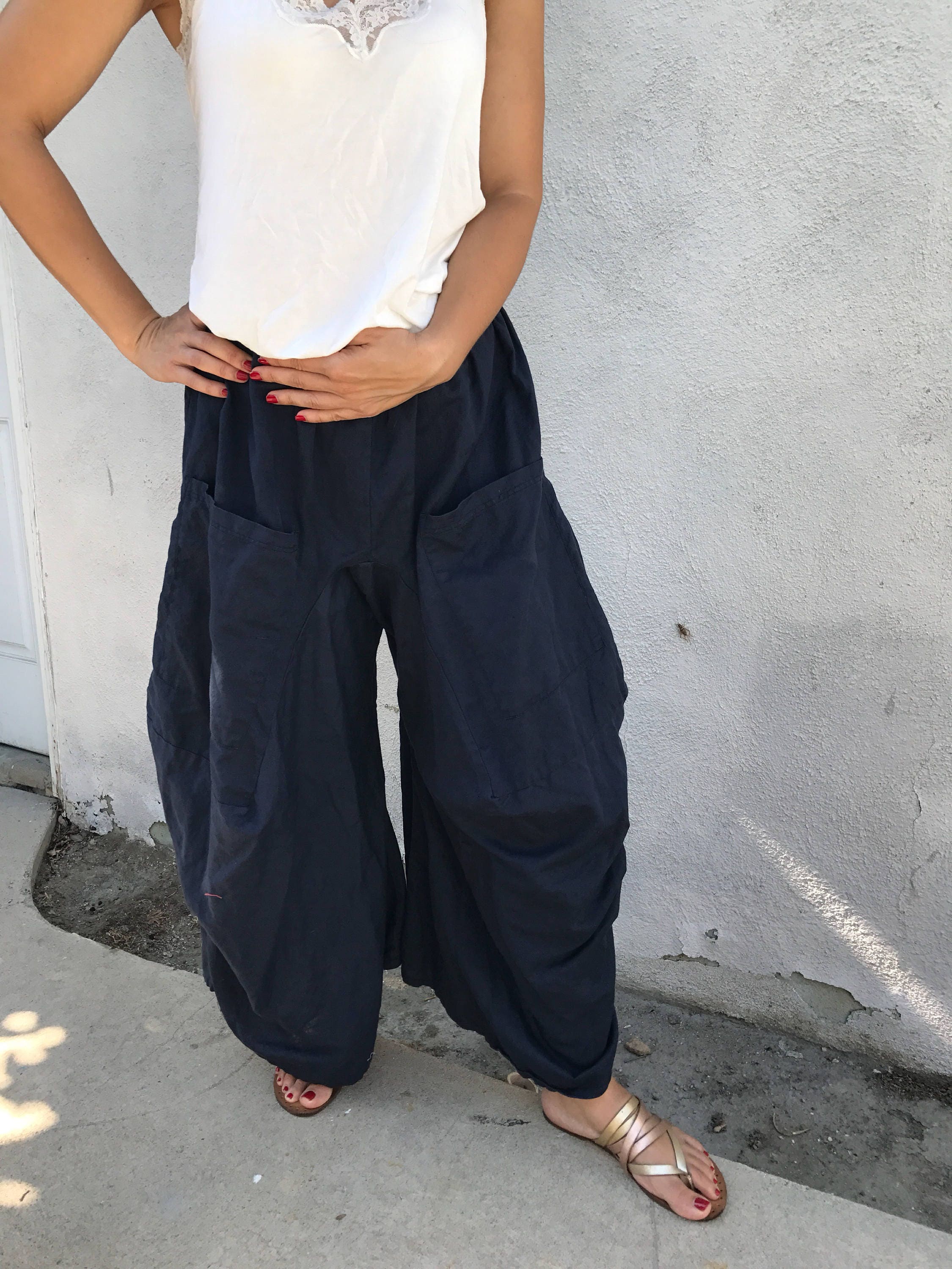 Navy linen pant