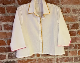 Handmade cotton cropped  blouse  with embroidered details