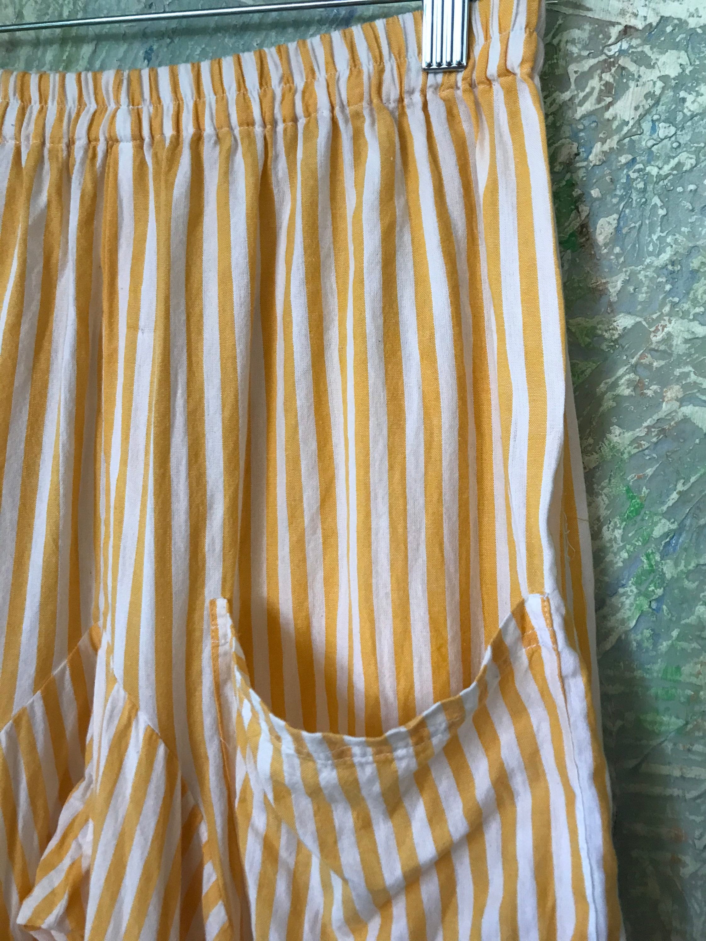 Mellow yellow stripe super lightweight cotton lagenlook pant