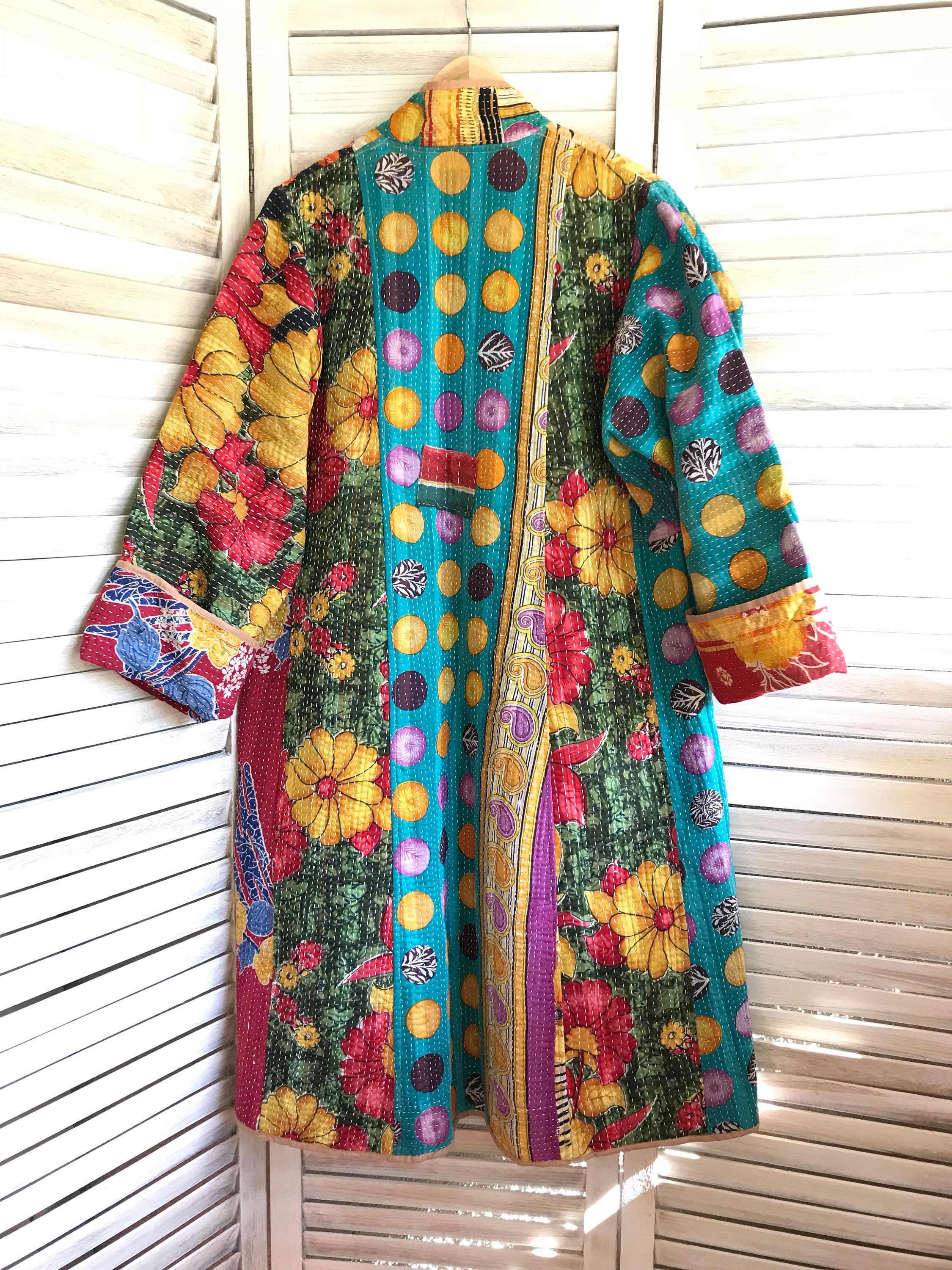 New style gorgeous reversible cotton kantha coat