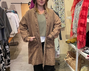 Quilted textured car coat generous jacket in one size