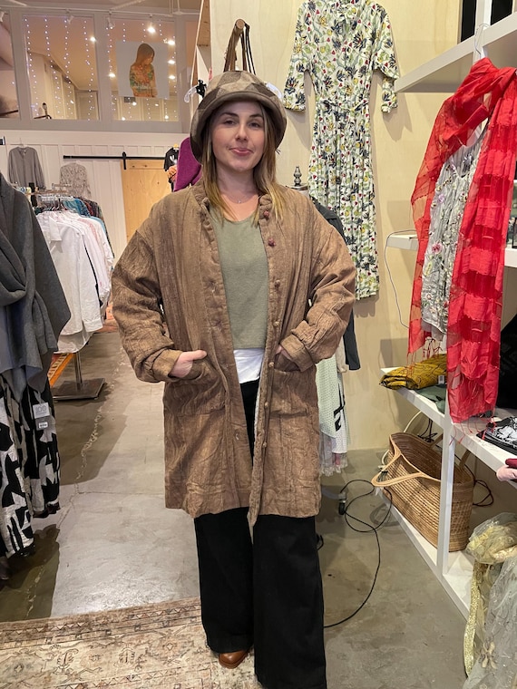 Quilted textured car coat generous jacket in one size