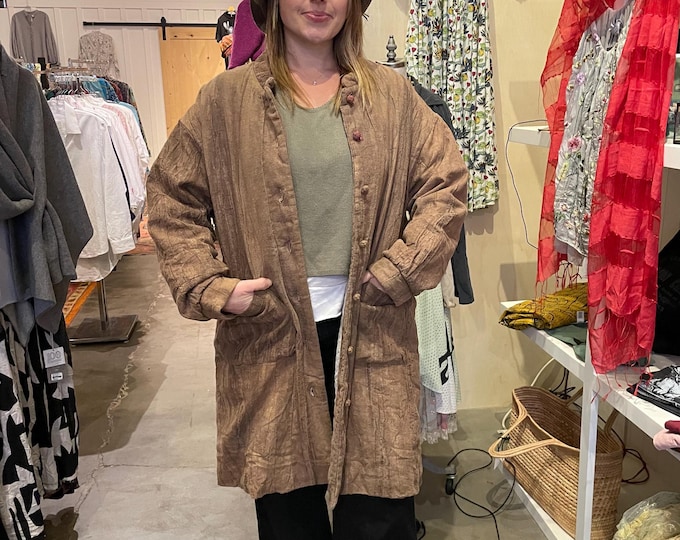 Quilted textured car coat generous jacket in one size