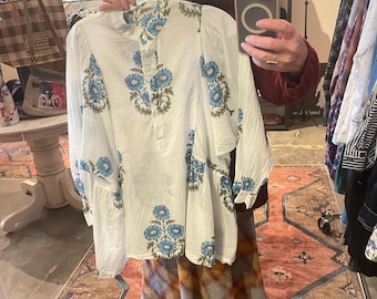 Alice shirt in cotton voile blockprint