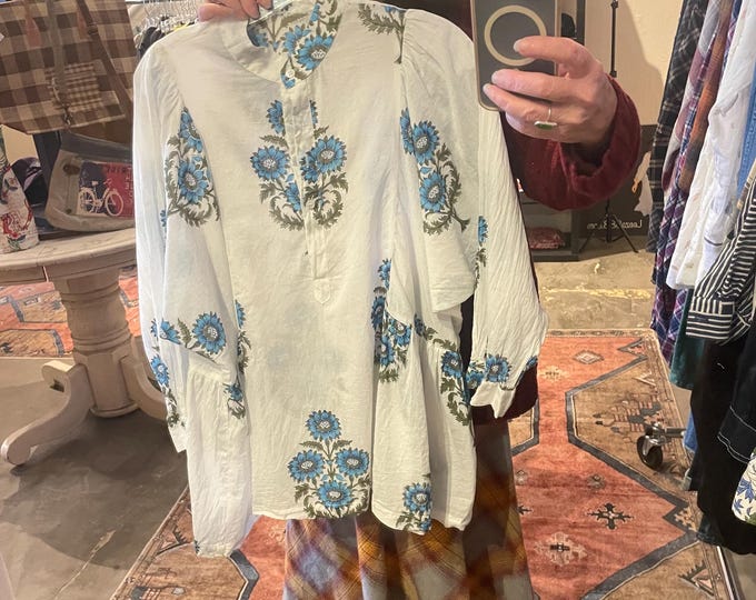 Alice shirt in cotton voile blockprint