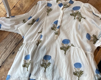 Alice shirt in cotton voile blockprint