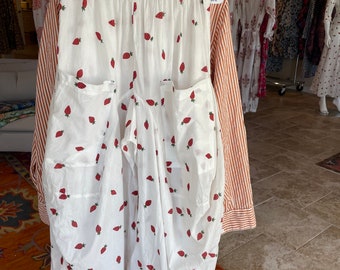 Strawberry block print cotton voile lagenlook pant