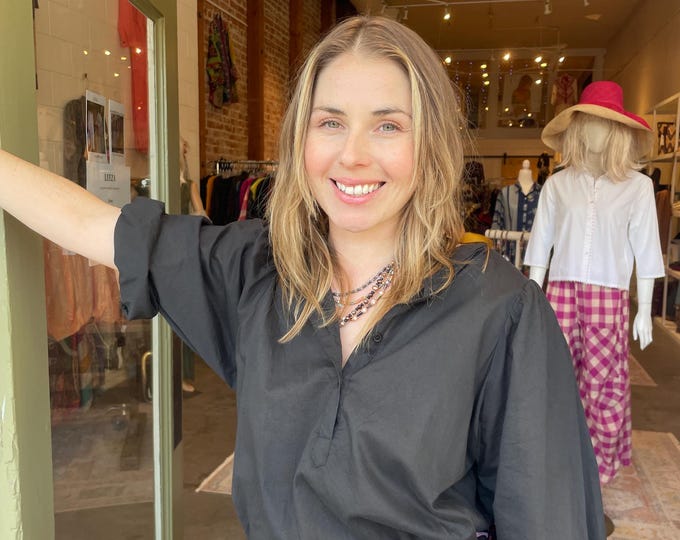 Funky dress in black cotton voile with ties under the skirt