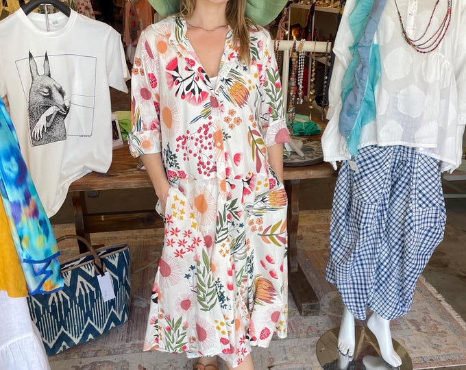 The Housedress! floral block print cotton simple uncomplicated housedress with pockets