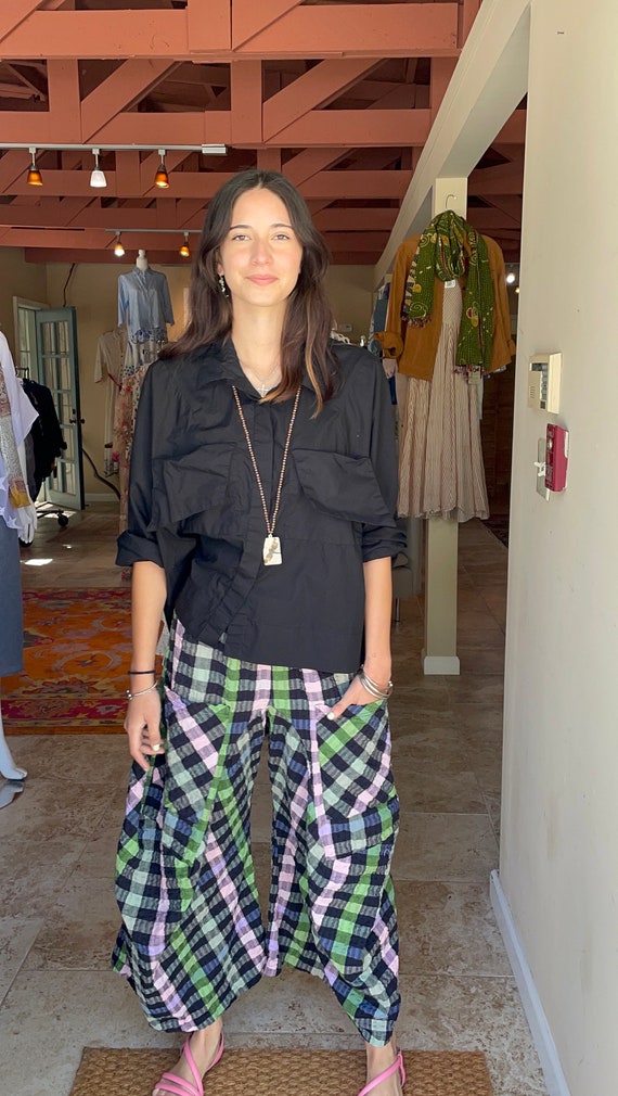 Seersucker plaid Funky pant