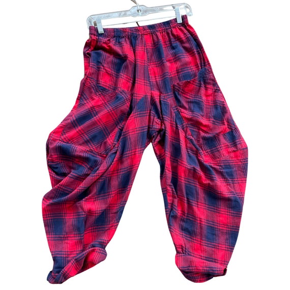 Red Flannel plaid bicycle pant.