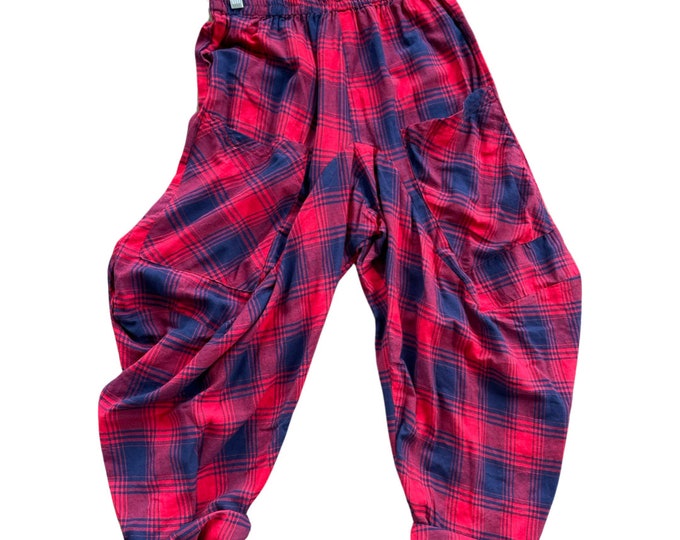 Red Flannel plaid bicycle pant.