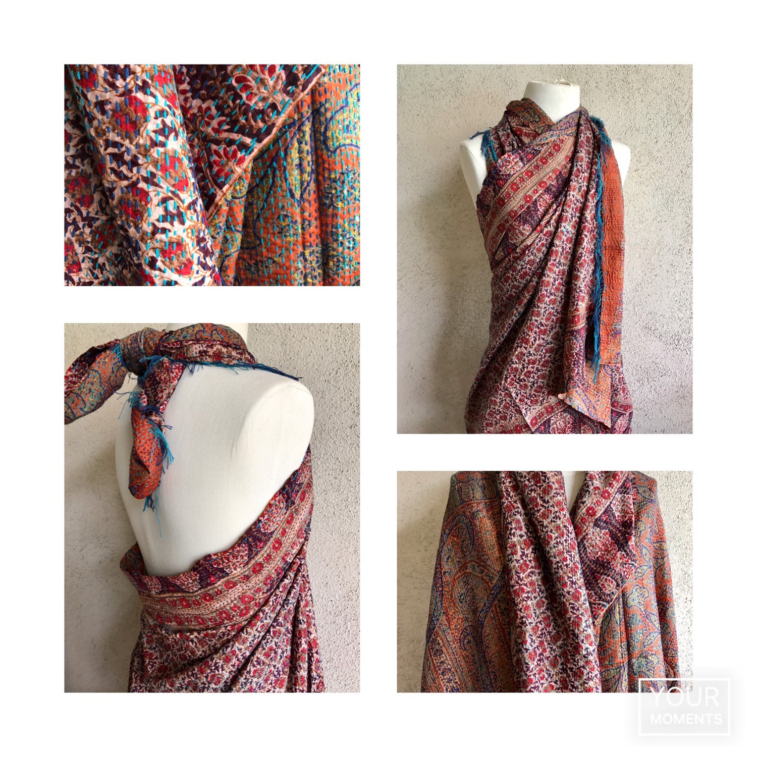 kantha work shawl