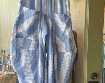 Blue stripe  super lightweight soft  cotton lagenlook pant