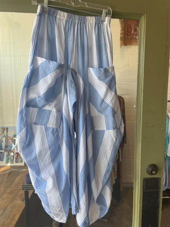 Blue stripe  super lightweight soft  cotton lagenlook pant