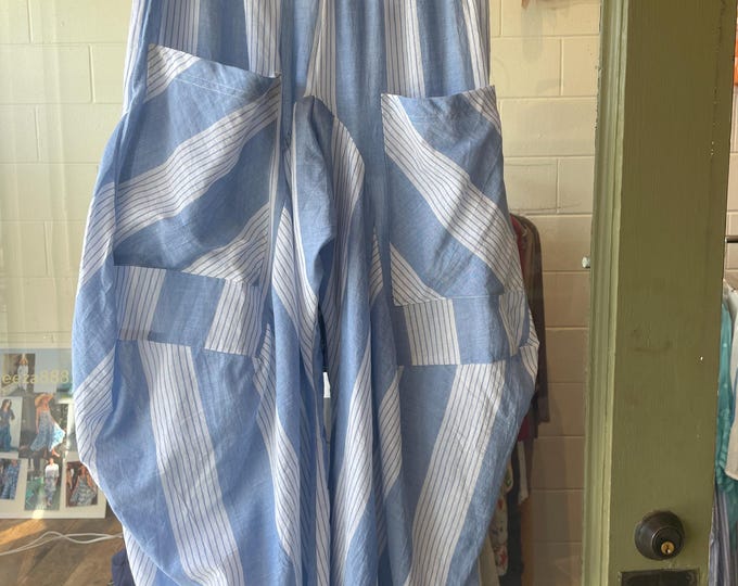 Blue stripe  super lightweight soft  cotton lagenlook pant