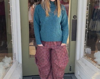 Red plaid cotton funky pant