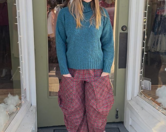 Red plaid cotton funky pant