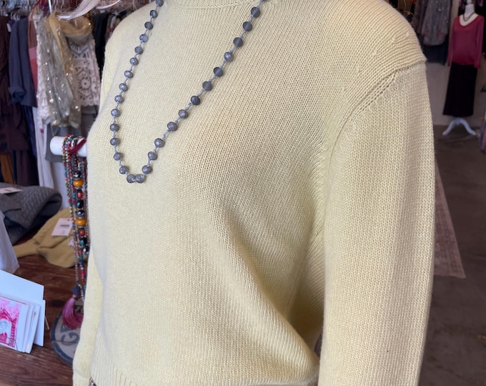 Butter yellow crew neck classic sweater in super soft wool viscouse blend