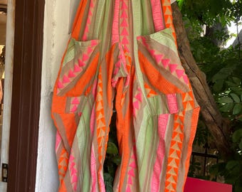 Neon pink and orange  soft  cotton lagenlook pant