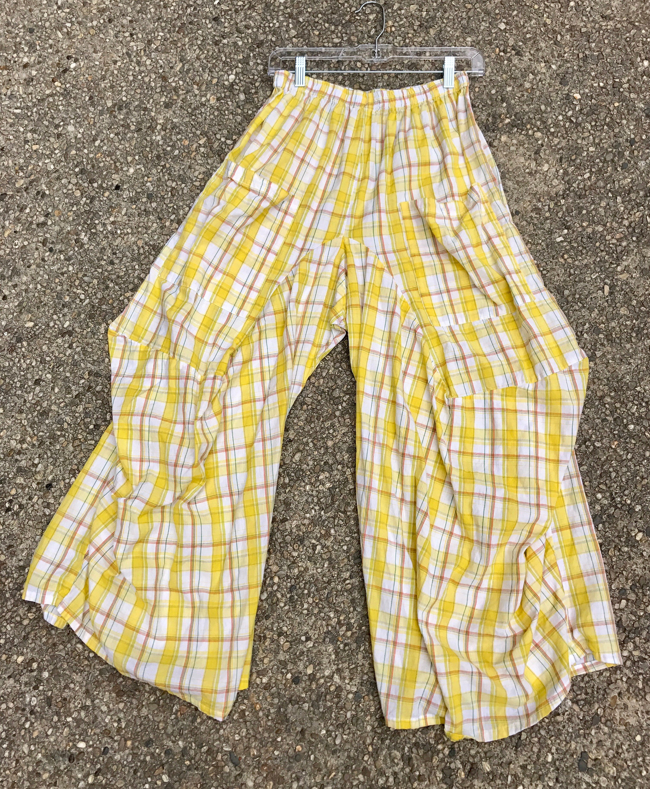 Yellow plaid funky pants