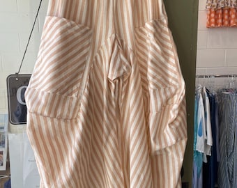 Camel and white pinstripe  super lightweight soft  cotton lagenlook pant