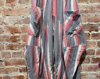 Grey and rose stripe  cotton lagenlook pant