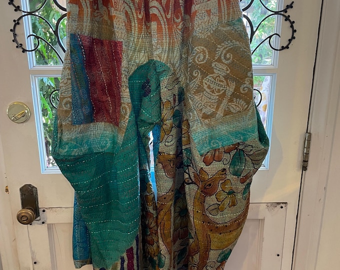Silk kantha reversible funky pant in size large