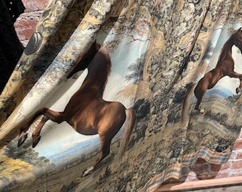 Elegant spaghetti strap long printed dress with horses