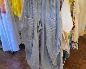 Grey pinstripe  soft  cotton lagenlook pant