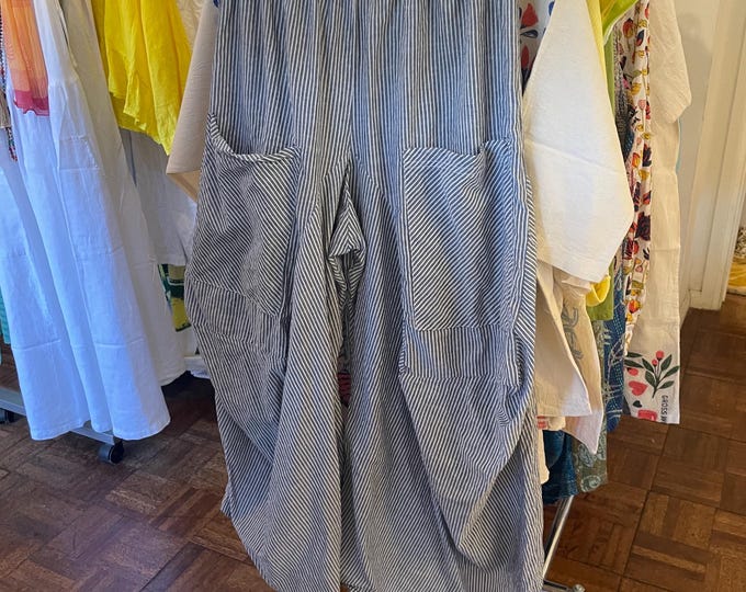 Grey pinstripe  soft  cotton lagenlook pant