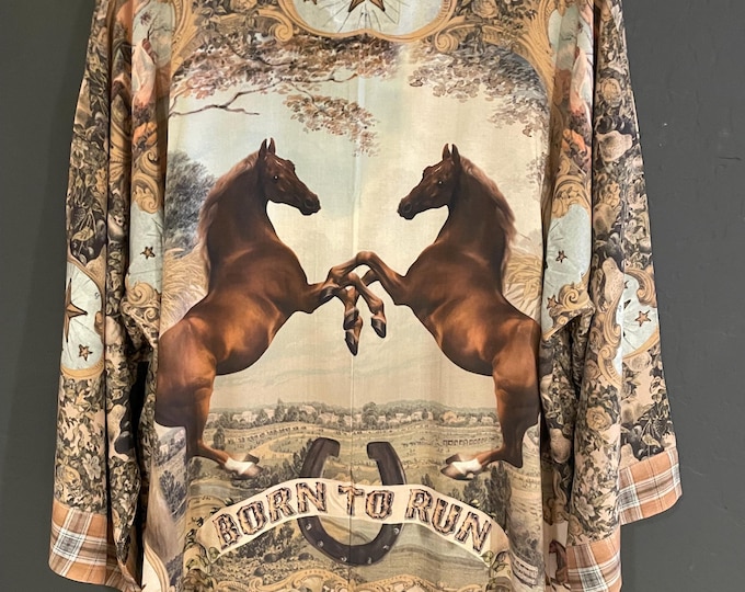 Cropped Kimono with horses