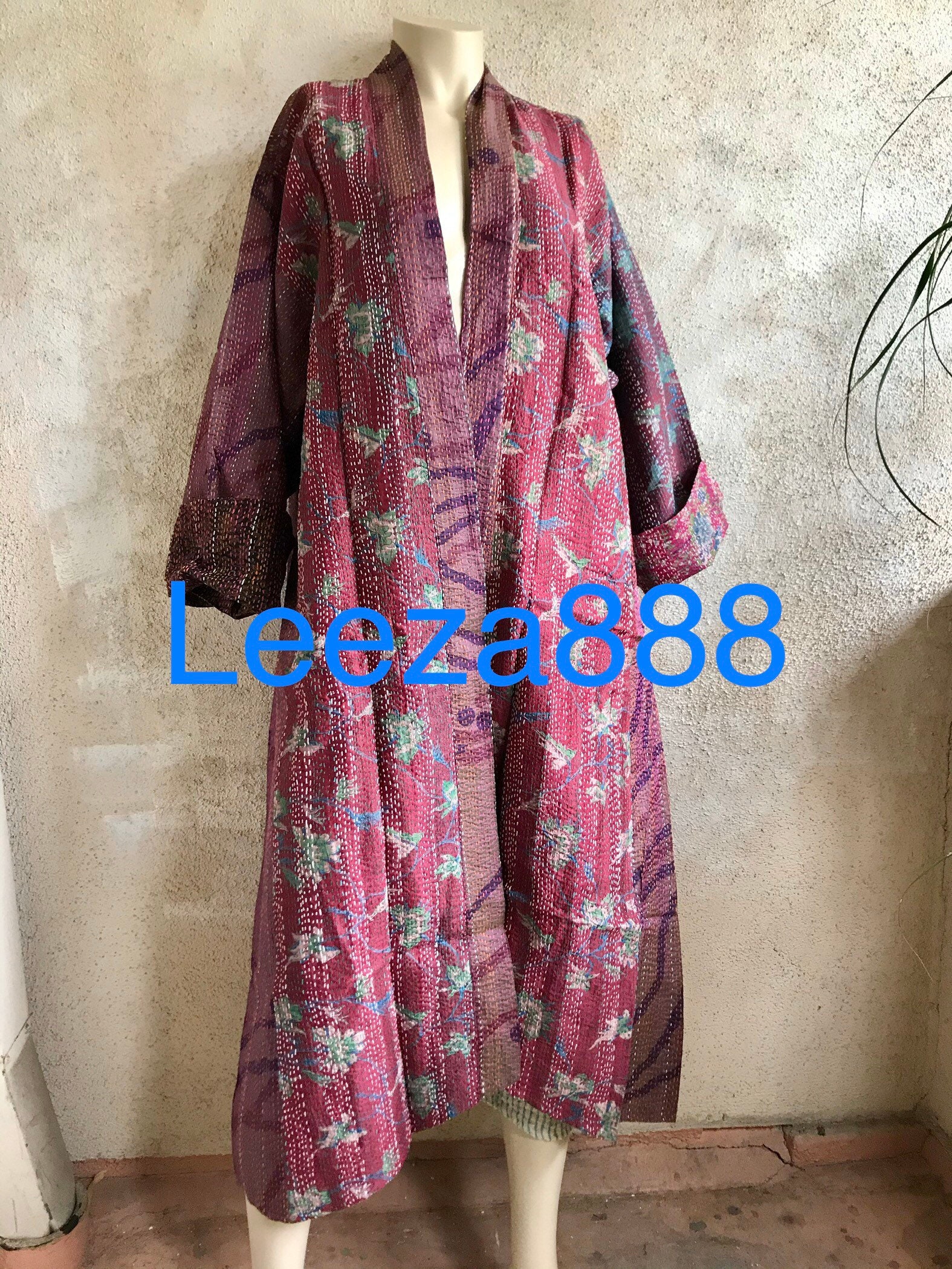 In the mood for Mozart plus size reversible silk kantha duster/kimono