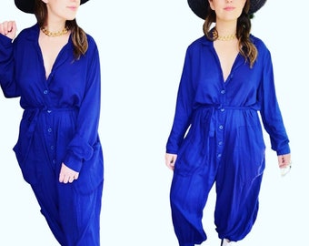 Washed modal in Navy jumpsuit