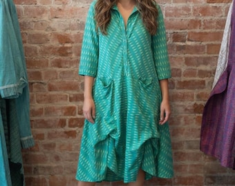 Button down prairie dress in cotton