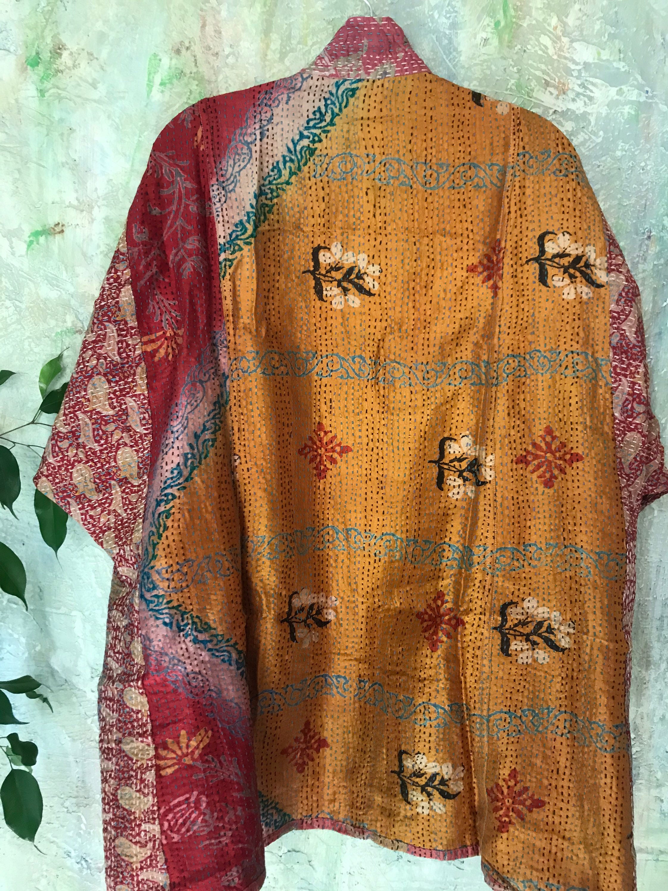 Flamenco Dancer kantha plus size reversible kimono jacket