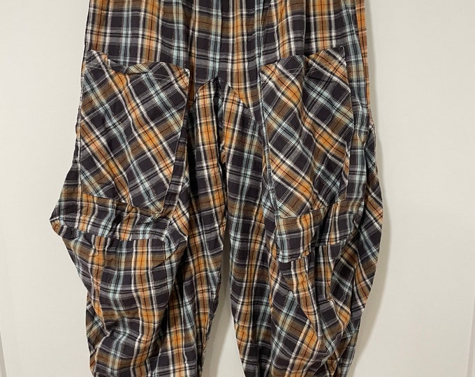 Funky Bicycle pant in cotton Plaid with lurex