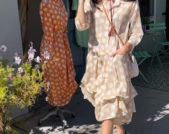 Seashell print  cotton shirtwaist prairie dress