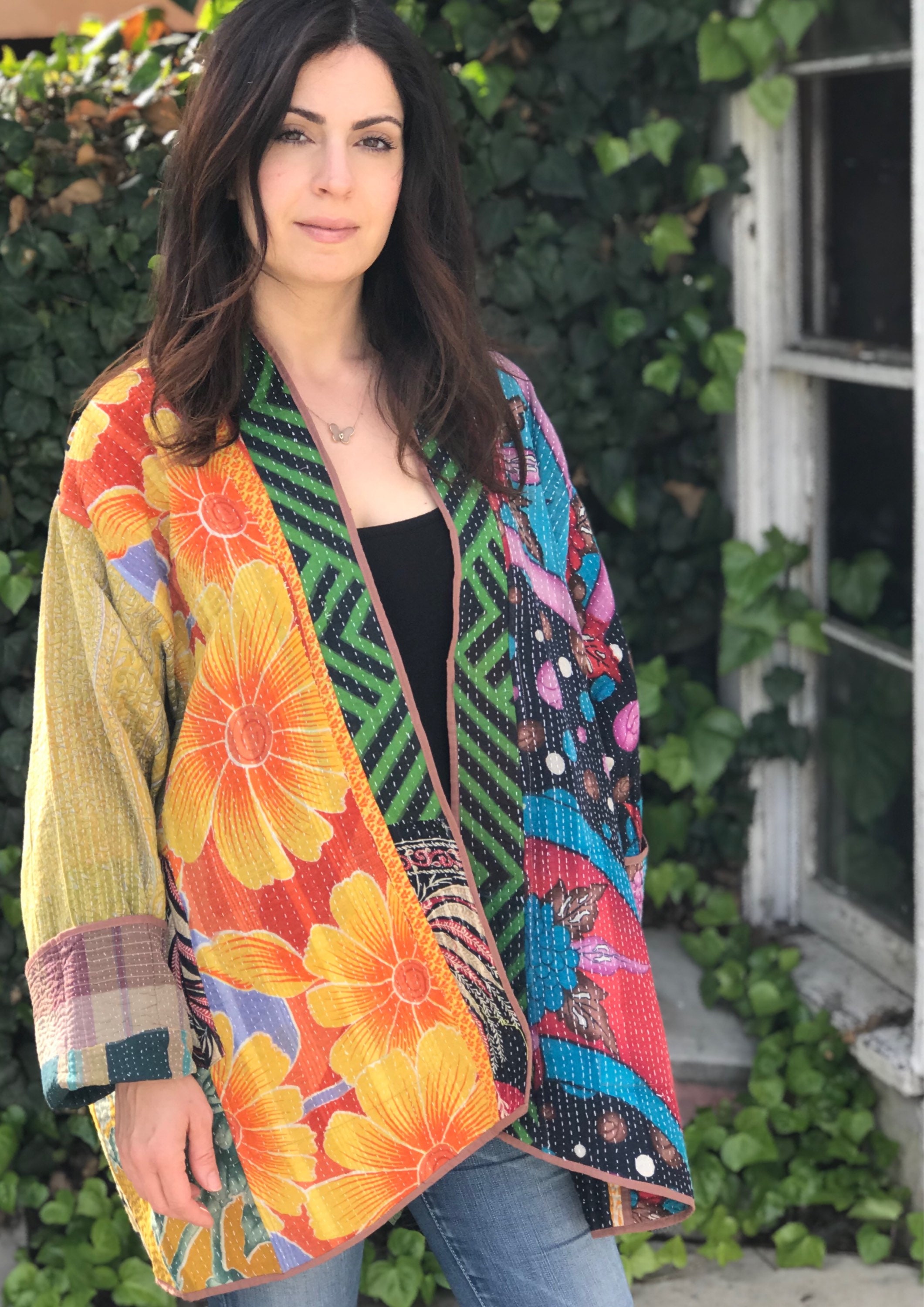 Plus size reversible quilted jacket in amazing colors