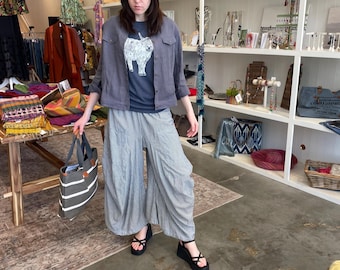 Grey pinstripe  soft  cotton lagenlook pant