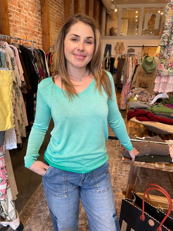 Super lightweight soft long sleeve v neck tee in 3 colors