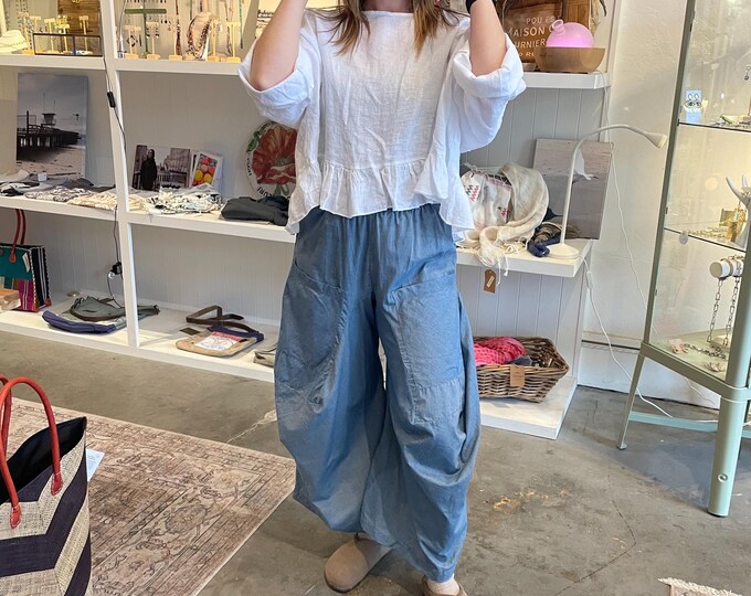 Blue chambray super lightweight soft  cotton lagenlook pant