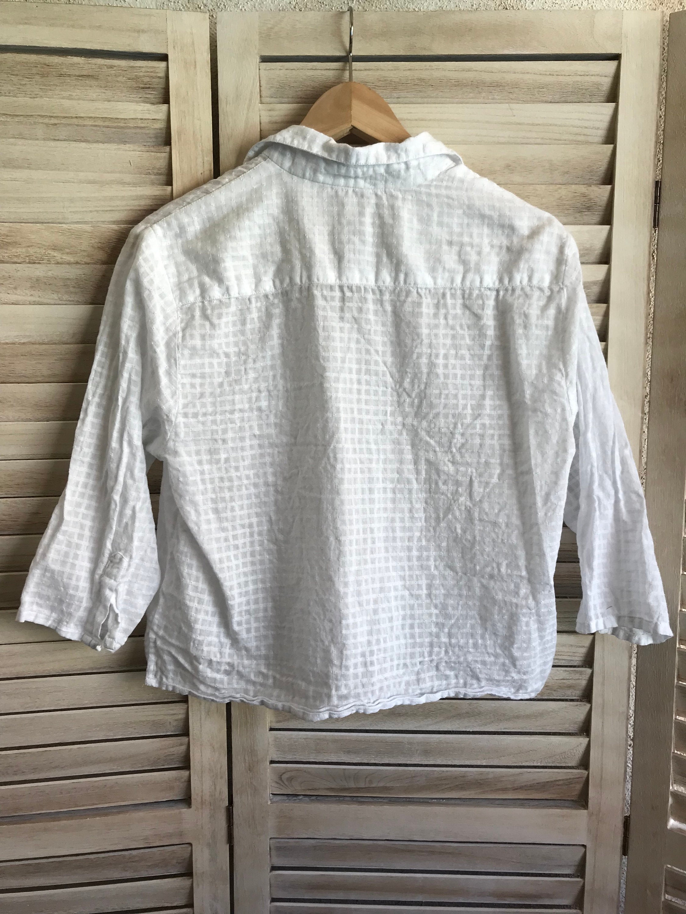 White windowpane cotton shirt