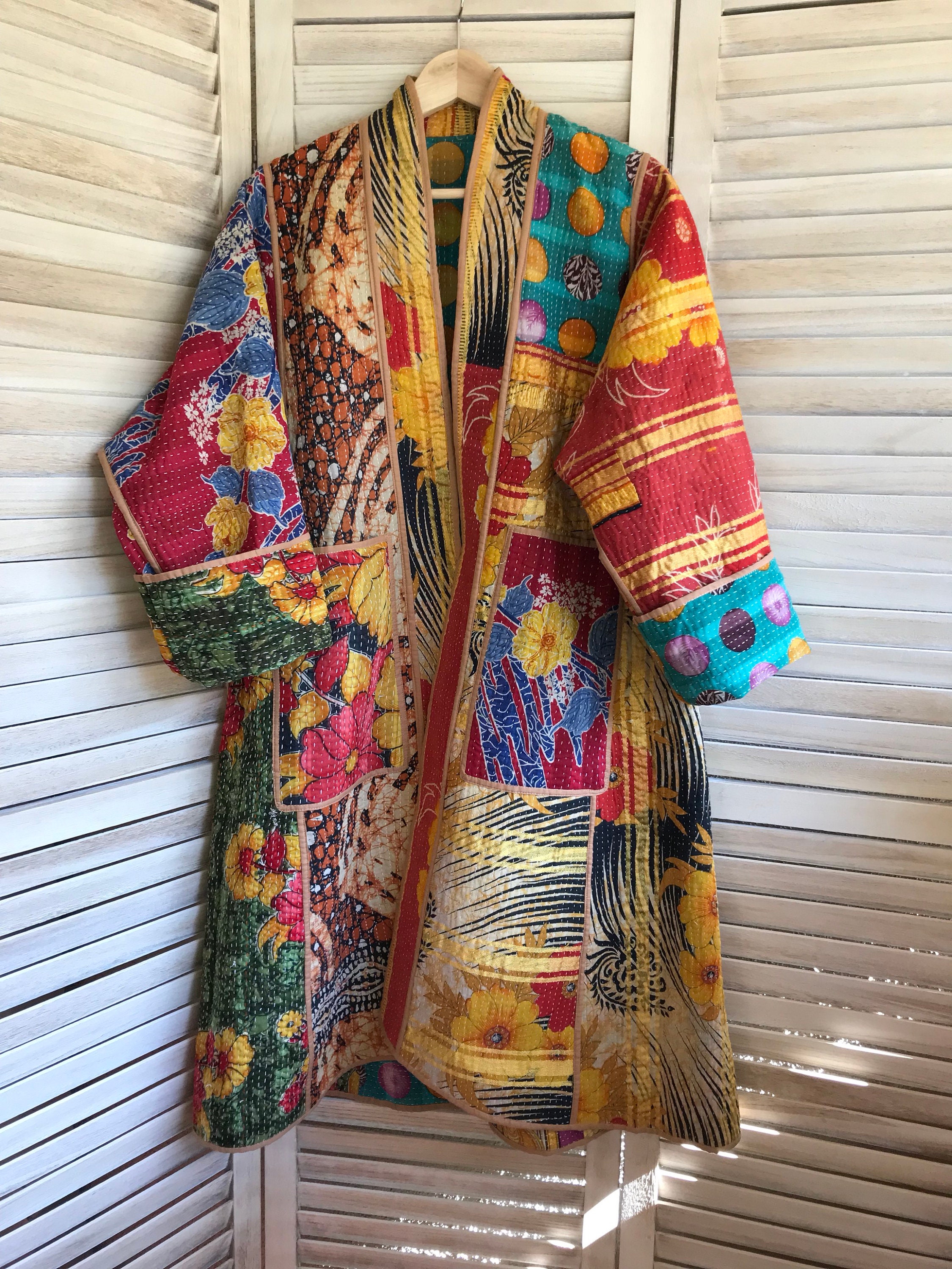 New style gorgeous reversible cotton kantha coat